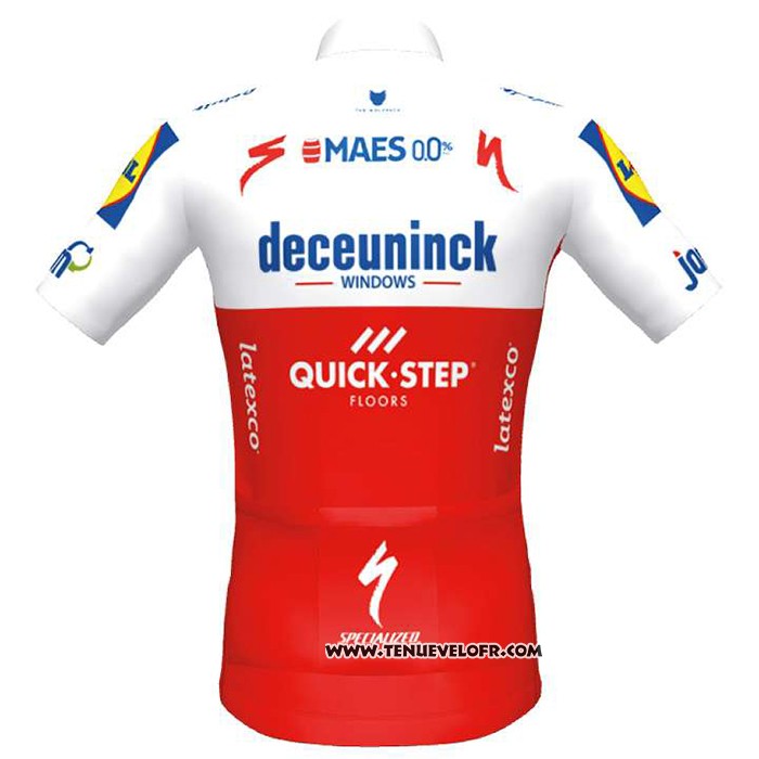 2020 Maillot Ciclismo Deceuninck Quick Step Blanc Rouge Manches Courtes et Cuissard